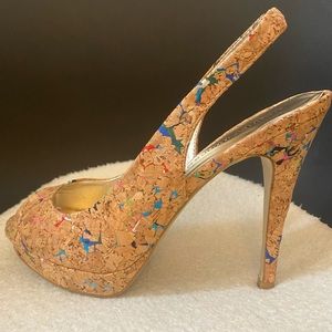 Audrey Brook, platform cork heels.